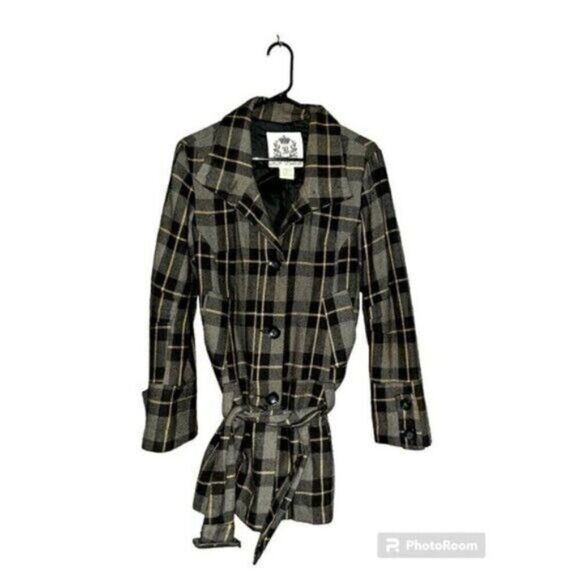 BB Dakota Plaid Double Breasted Peacoat - Picture 1 of 4